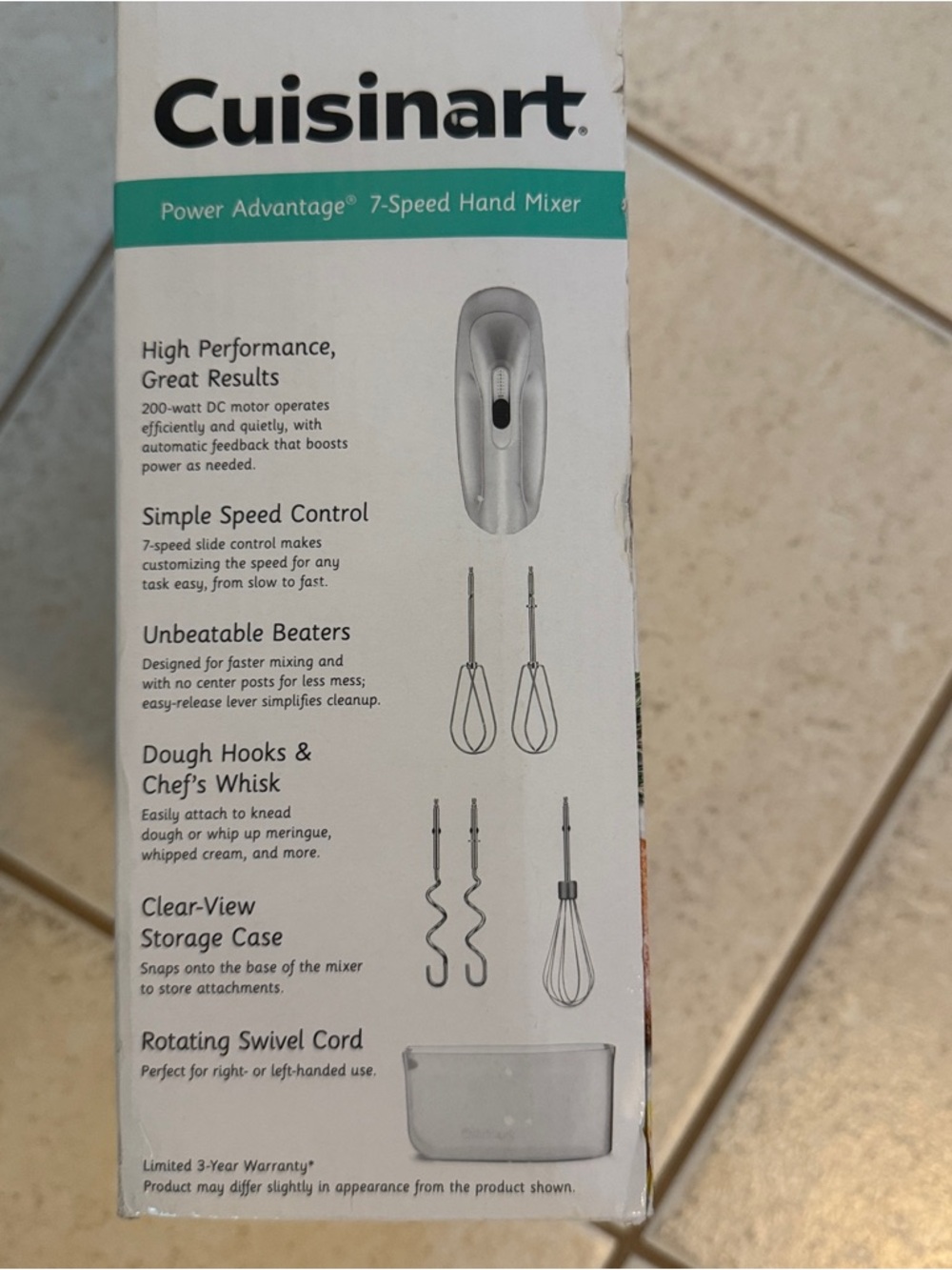 Cuisinart 7-Speed Hand Mixer in Silver and Teal Accent - Picture 2 of 4